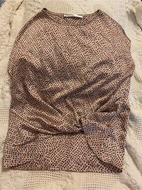 Petite Assembly Pink Dot Twisted Blouse